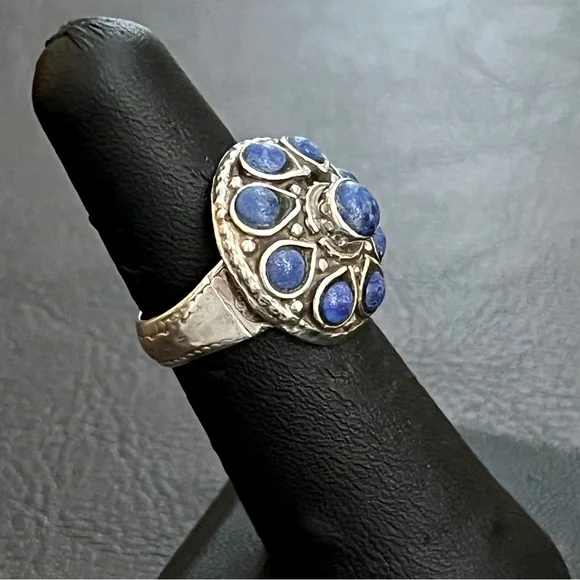 Vintage sterling silver and sodalite dome ring - Picture 4 of 9